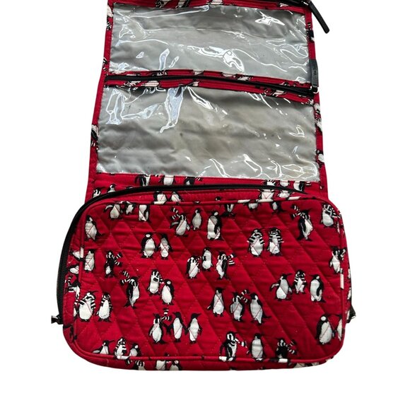 VERA BRADLEY Red Playful Penguins Hanging Cosmetic Makeup Organizer - Picture 7 of 10